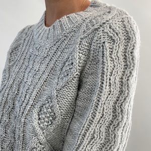 Joe Fresh Grey Cable sweater with sequins size M